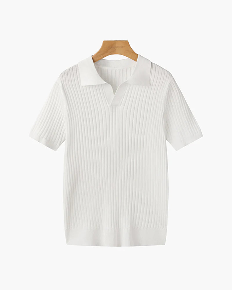 Polo Tricoté à Col V – Chic Décontracté