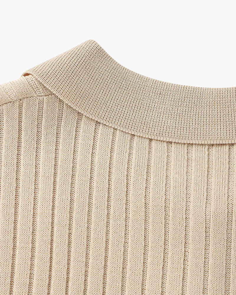 Polo Tricoté à Col V – Chic Décontracté