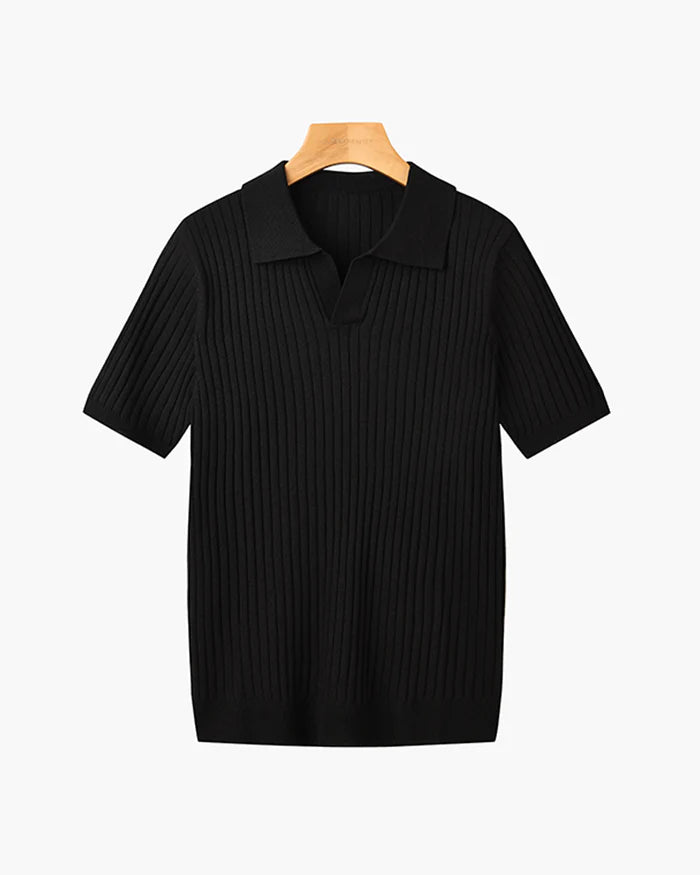 Polo Tricoté à Col V – Chic Décontracté