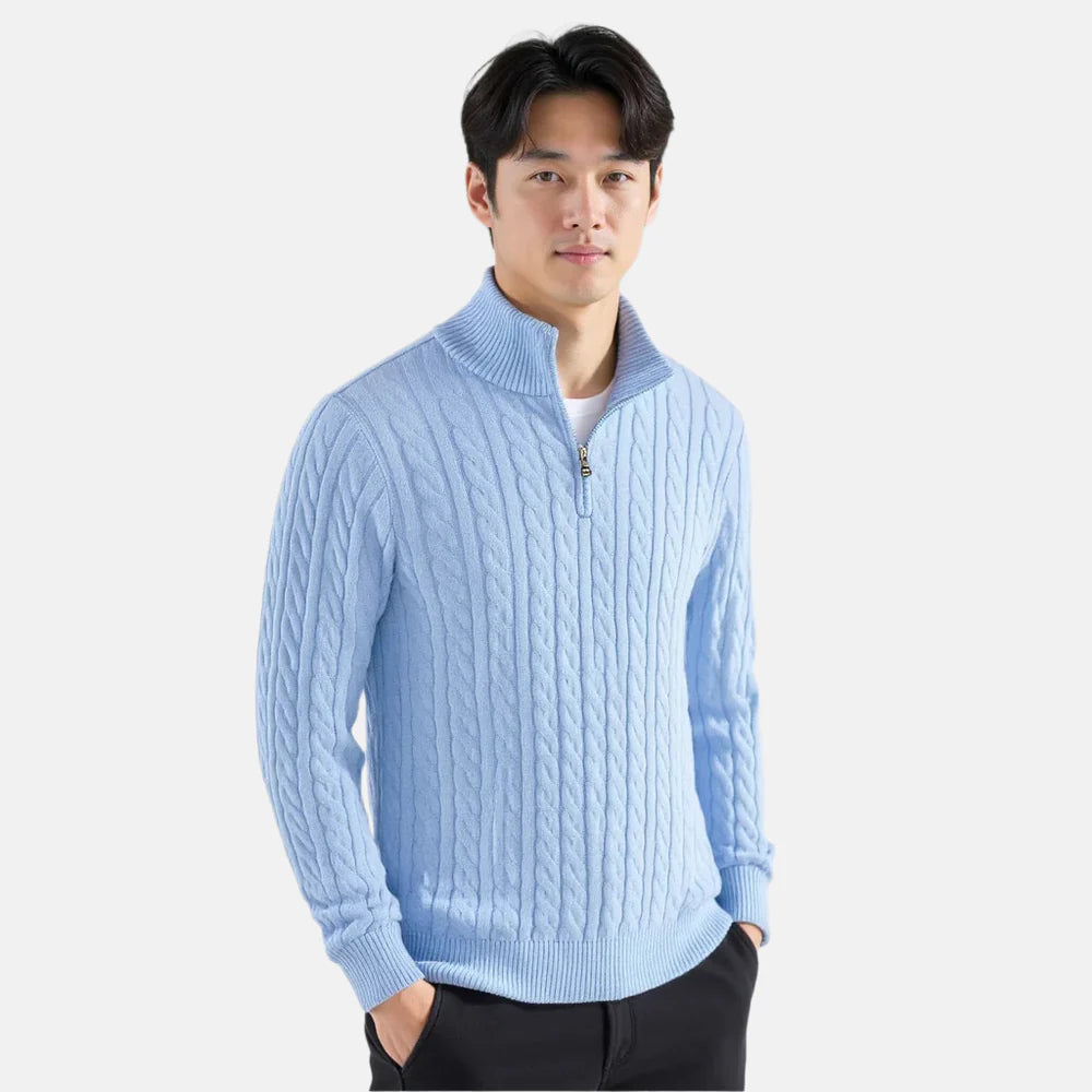 Pull à Torsades Demi-Zip – Collection Old Money