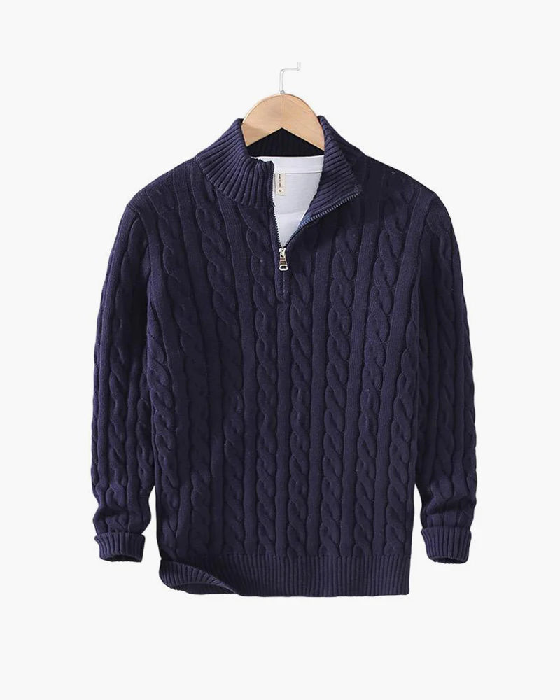 Pull à Torsades Demi-Zip – Collection Old Money