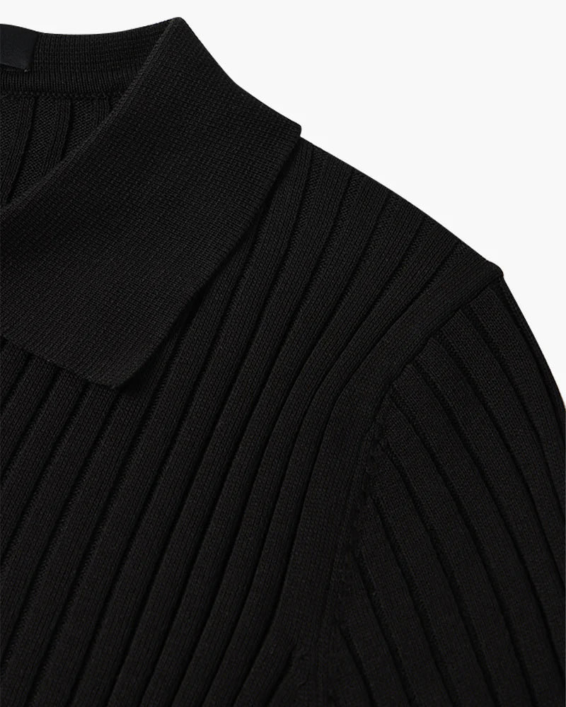 Polo Tricoté à Col V – Chic Décontracté