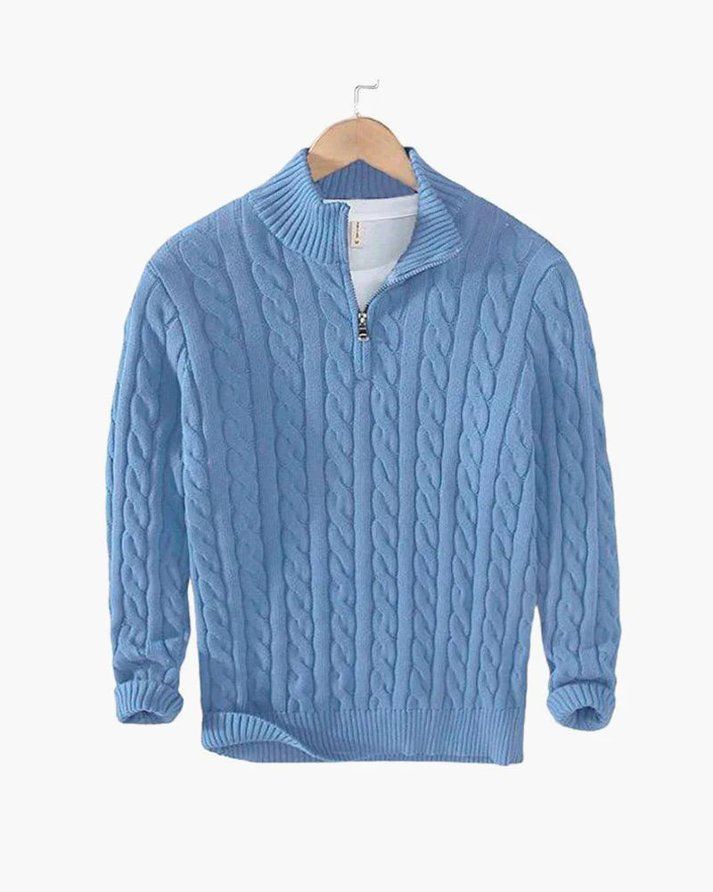 Pull à Torsades Demi-Zip – Collection Old Money