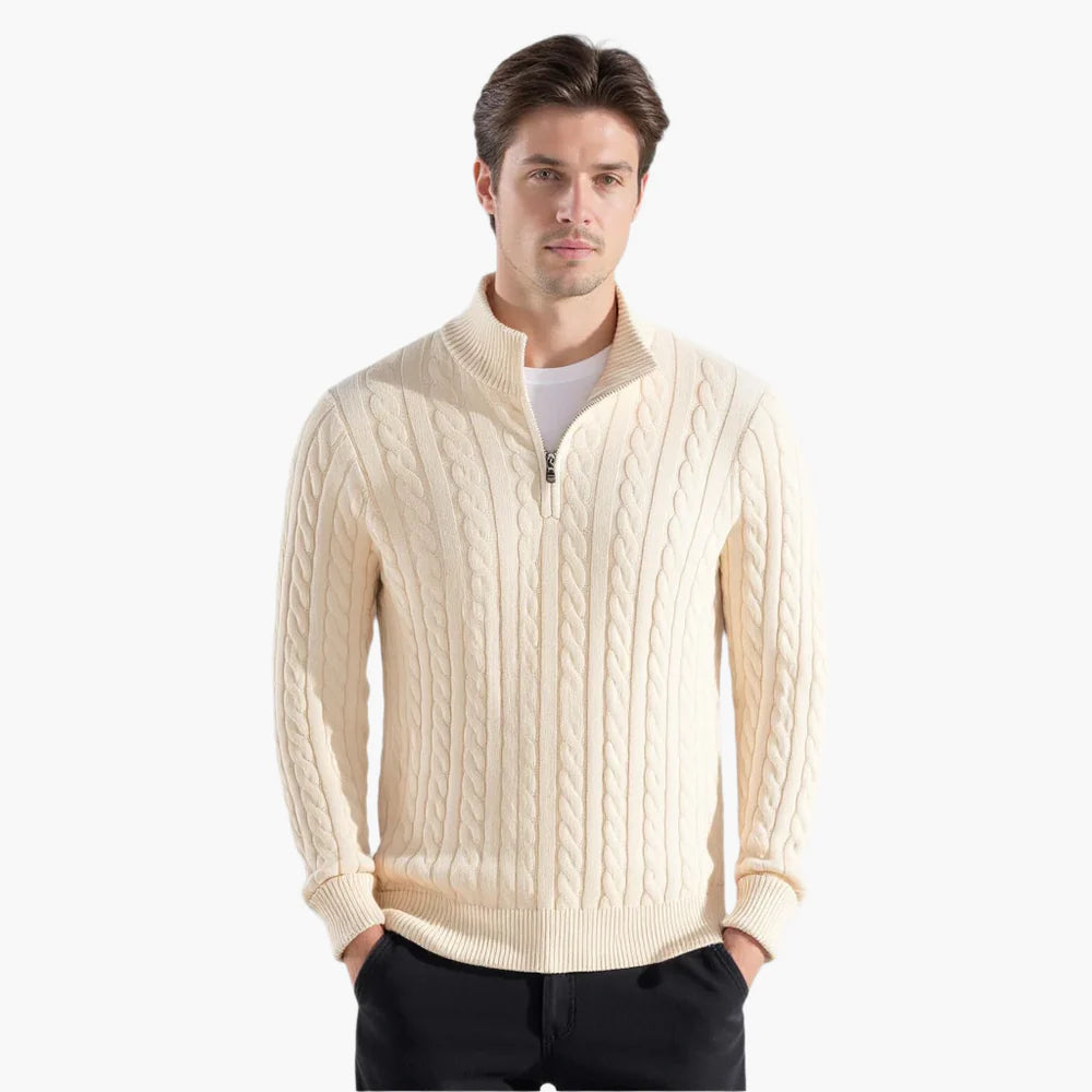 Pull à Torsades Demi-Zip – Collection Old Money