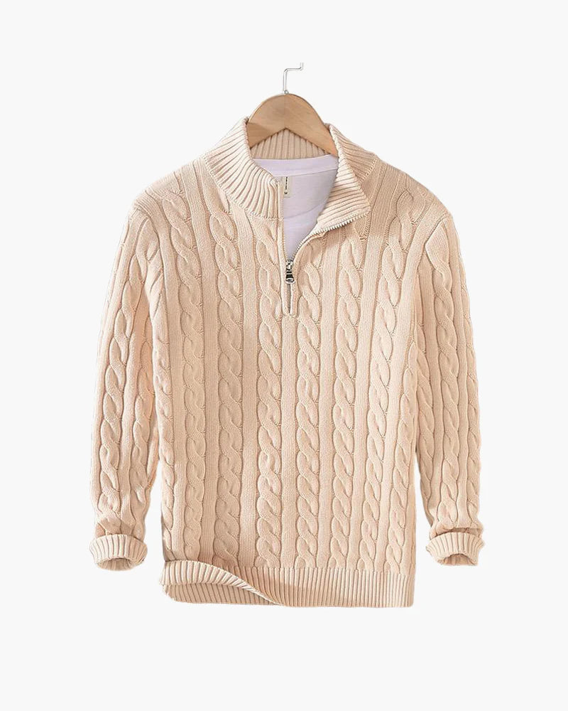 Pull à Torsades Demi-Zip – Collection Old Money