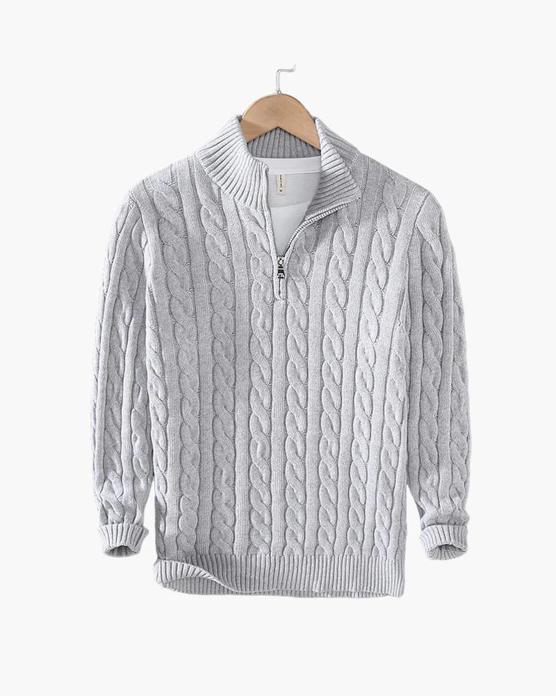 Pull à Torsades Demi-Zip – Collection Old Money