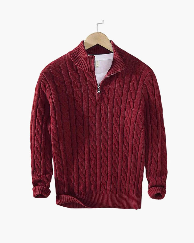 Pull à Torsades Demi-Zip – Collection Old Money