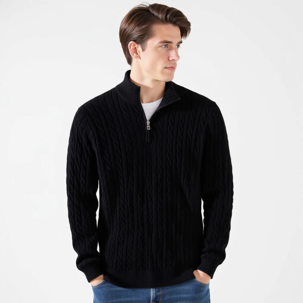 Pull à Torsades Demi-Zip – Collection Old Money