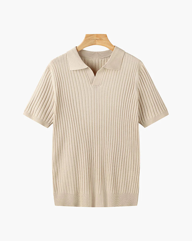 Polo Tricoté à Col V – Chic Décontracté