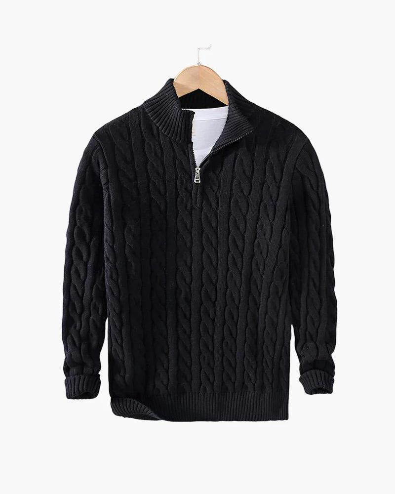 Pull à Torsades Demi-Zip – Collection Old Money
