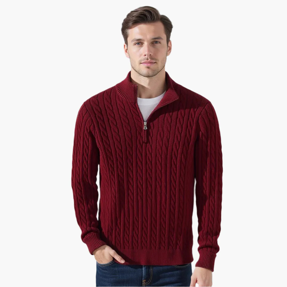 Pull à Torsades Demi-Zip – Collection Old Money