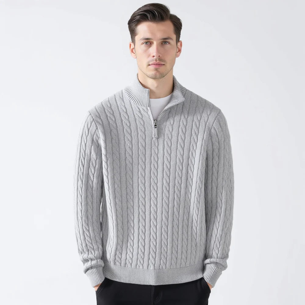 Pull à Torsades Demi-Zip – Collection Old Money