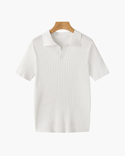 Polo Tricoté à Col V – Chic Décontracté