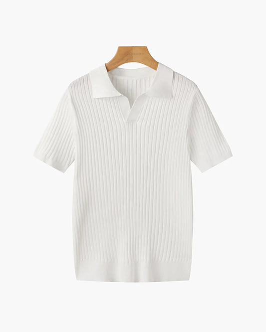 Polo Tricoté à Col V – Chic Décontracté