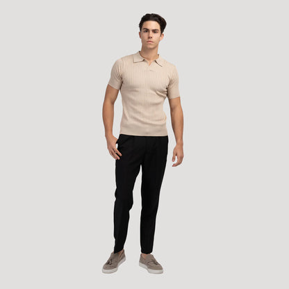 Polo Tricoté à Col V – Chic Décontracté