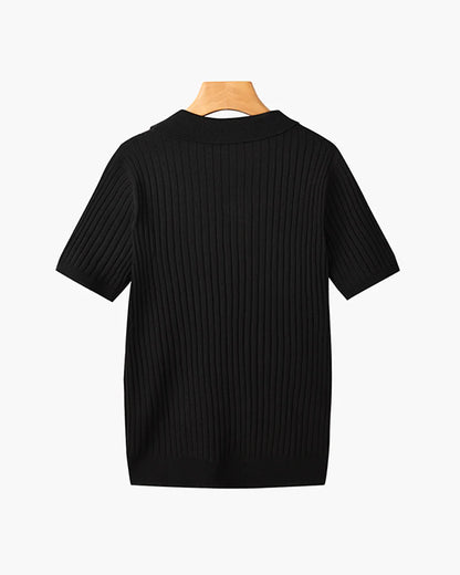 Polo Tricoté à Col V – Chic Décontracté