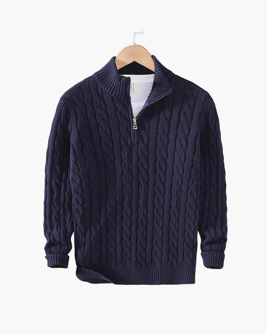 Pull à Torsades Demi-Zip – Collection Old Money