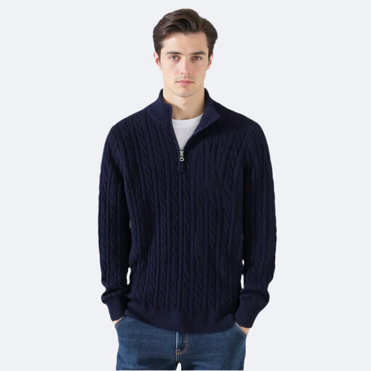 Pull à Torsades Demi-Zip – Collection Old Money